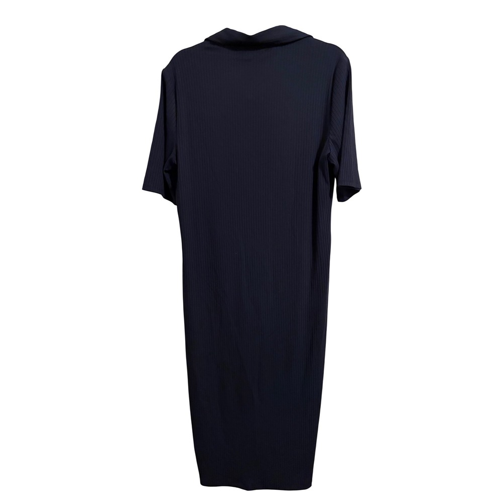 Lauren Ralph Lauren NWT Rib-Knit Elbow Sleeve Polo Midi Dress Navy XL - Picture 5 of 8